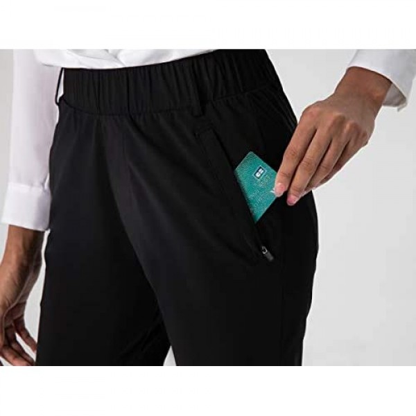 AJISAI 7/8 Lightweigt Travel Joggers with Zippered Pockets Lounge Slacks Pants for Women
