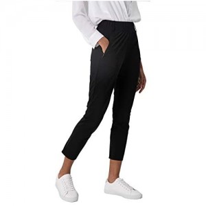 AJISAI 7/8 Lightweigt Travel Joggers with Zippered Pockets Lounge Slacks Pants for Women