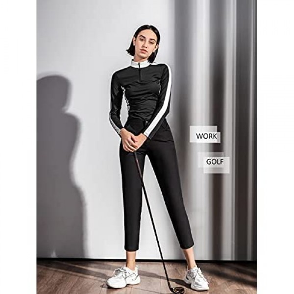 CLIV Women's Relaxed Fit Straight Leg Pants 7/8 Casual Chino Pant Golf Pants