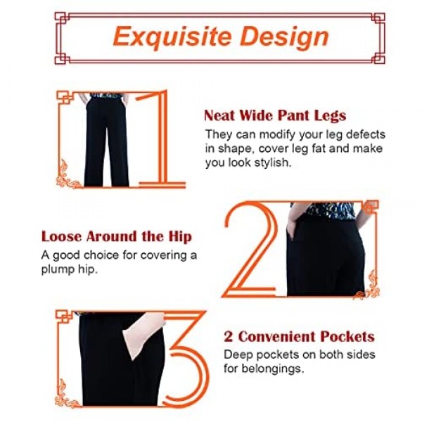 EboKepft Plus Size Women's Black Dress Work Pants Matte Jersey Casual Lounge Pants Wide Leg Sweatpants