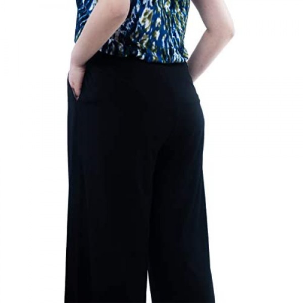 EboKepft Plus Size Women's Black Dress Work Pants Matte Jersey Casual Lounge Pants Wide Leg Sweatpants