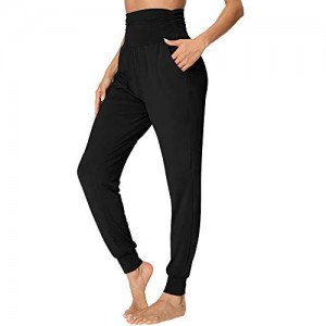 fitglam Women's Comfy Harem Pants High Waisted Tummy Control Lounge Joggers with Pockets