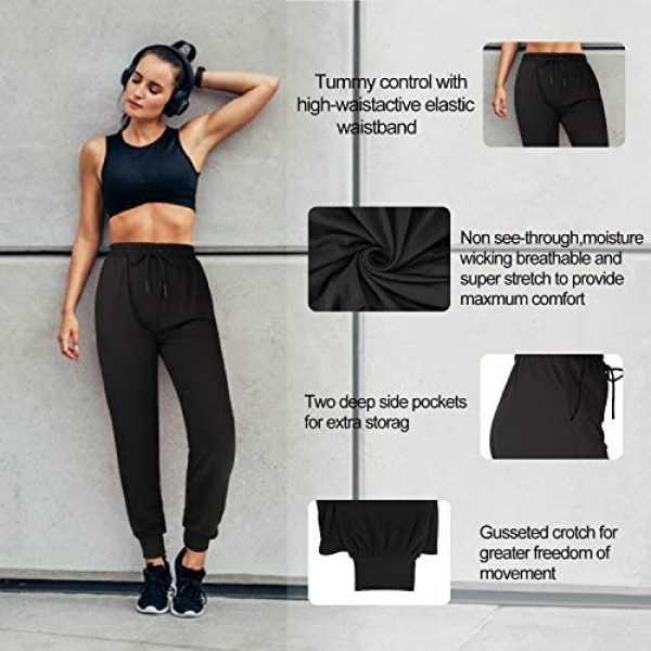 Hirdou Women's Sweatpants Workout Yoga Joggers Pants Elastic Waist Sweatpants with Pockets