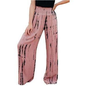 SENSERISE Womens Tie Dye Wide Leg Palazzo Lounge Pants Casual Loose Flower Print Pants