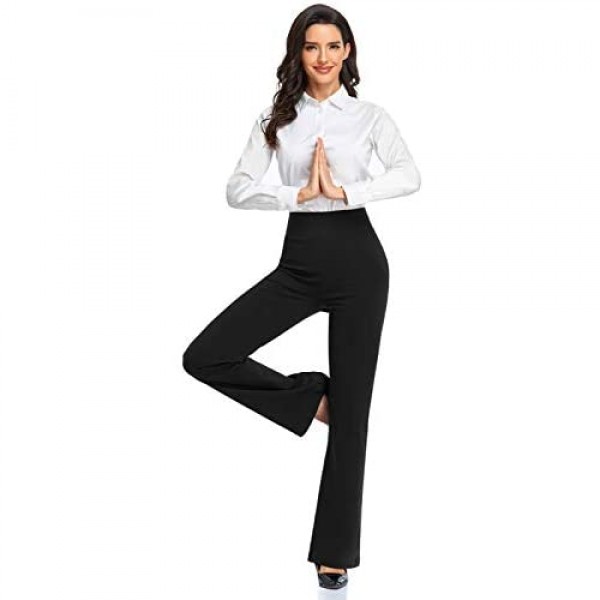 Tapata Stretch Woven Women's 30''/32''/34'' High Waist Bootcut Dress Pants Tall Petite Regular for Office Business Casual 34 Black L