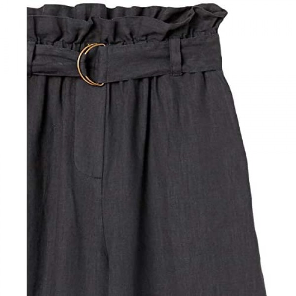 The Drop Women's Laurel Loose Wide Leg Cropped Belted Linen Culotte Pant