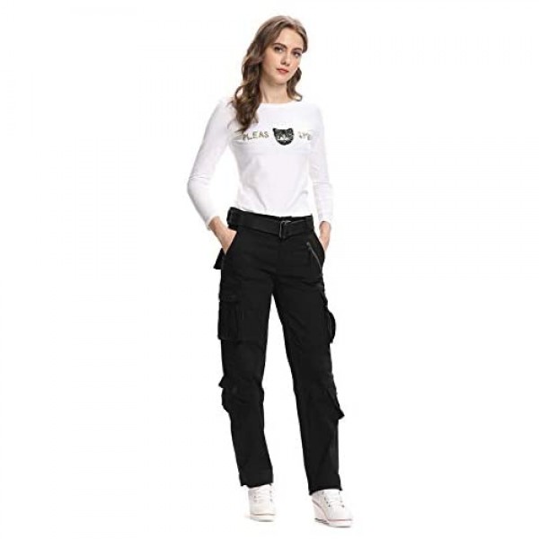 Women's Cotton Casual Cargo Work Pants Military Army Combat Pants with 8 Pockets