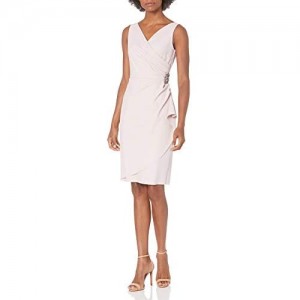 Alex Evenings Women's Slimming Short Ruched Dress with Ruffle (Petite and Regular)