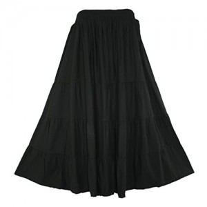 Beautybatik Women Boho Gypsy Long Maxi Tiered Peasant Skirt Plus Size
