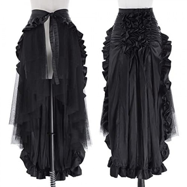 Belle Poque Women's Steampunk Gothic Wrap Skirt Victorian Ruffles Pirate Skirt