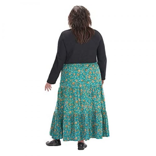 CATALOG CLASSICS Women's Patchwork Skirt - Cotton Boho Peasant Maxi Skirt Bottom