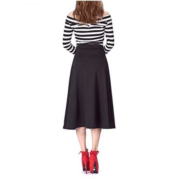 Dani's Choice Elastic Waist A-line Flared Long Skirt