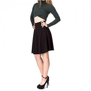 Dani's Choice Simple Stretch A-line Flared Knee Length Skirt