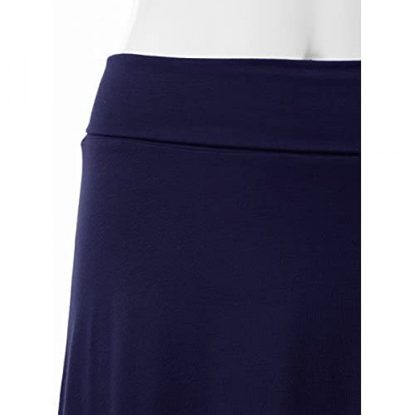 DRESSIS Women's Basic Elastic Waist Band Flared Midi Skirt