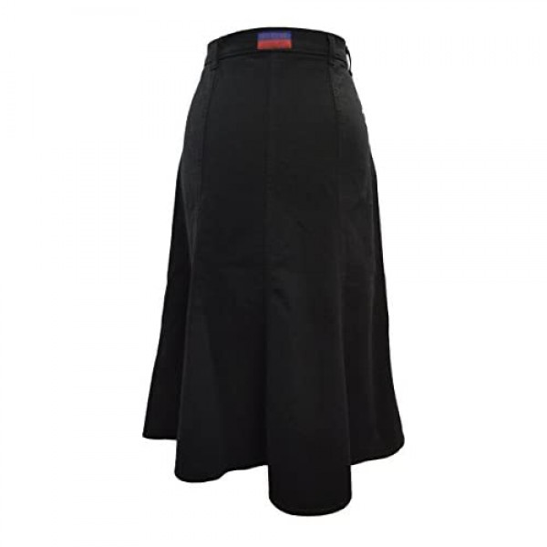 Ice Cool Ladies Long Flared Black Stretch Denim Skirt - Sizes 4 to 26 in 30 & 35