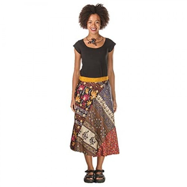 Jedzebel ¾ Length Reversible Patchwork Silk-Blend Sari Wrap Skirt - DN20