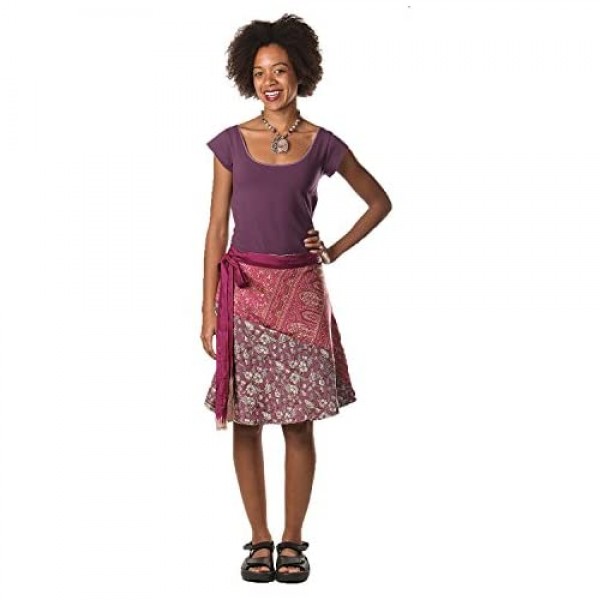Jedzebel Short Reversible Silk-Blend Patchwork Sari Wrap Skirt - DN19