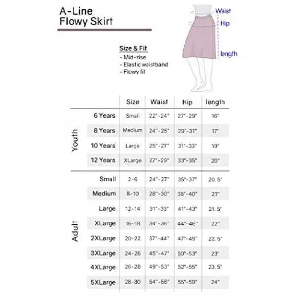 Knee Length A-Line Flowy Skirt | Comfortable Clothes for Women | S-5XL