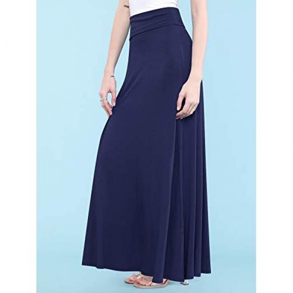 Made By Johnny Women's Solid Basic Lightweight Floor Length Maxi Lounge Skirt (S~3XL)