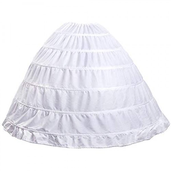 Mojonnie 6-Hoops Hoop Skirt Crinoline Petticoat for Wedding Dress Crinoline Underskirt Ball Gown Petticoat for Women Hoopless