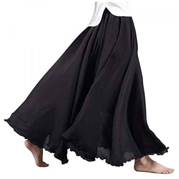 OCHENTA Women's Light Bohemian Flowy Full Circle Long Maxi Skirt