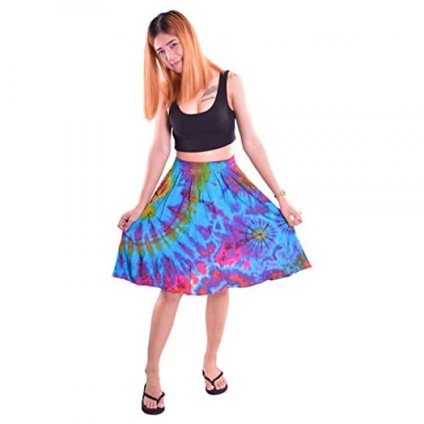 Orient Trail Women's Bohemian Hippie Tie Dye Knee Length Skirt