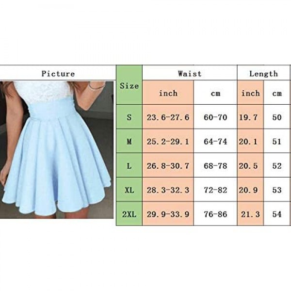 SEMATOMALA Women's Basic Solid Versatile Stretchy Flared Casual Mini Skater Skirt