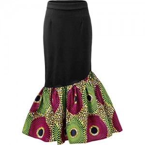 Shenbolen Women African Print Skirt Ankara Maxi Skirts