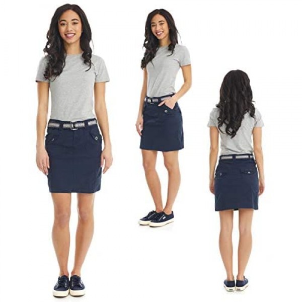 Suko Jeans Women's Cargo Skirt - Stretch Poplin with Belt