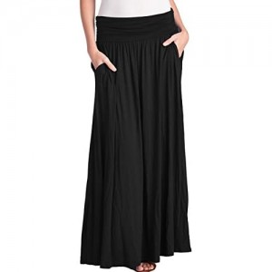 TRENDY UNITED Women's High Waist Fold Over Pocket Shirring Skirt