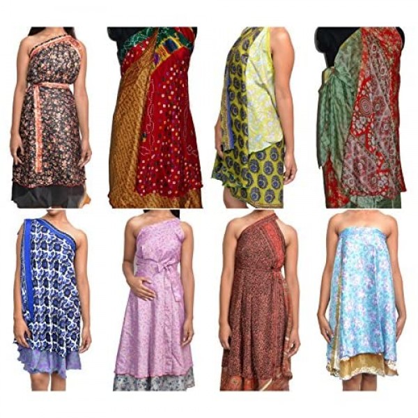 Wevez Pack of 3 Pcs Original Two Layer Printed Wrap Around Skirts