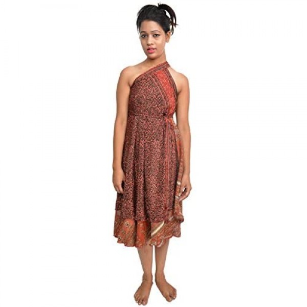Wevez Two Layer Magic Wrap Around Skirt / Dress - Silk Sari Wrap Assorted Color / Print 3 pack