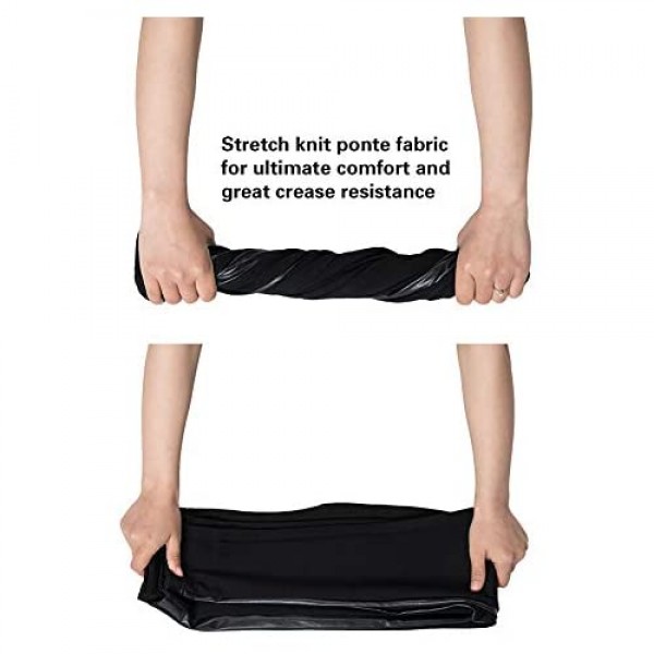 Asoran Women's Dress Pants Black Tuxedo Work Pants Stretch Skinny Slacks with Leather Stripe for Casual Business Office