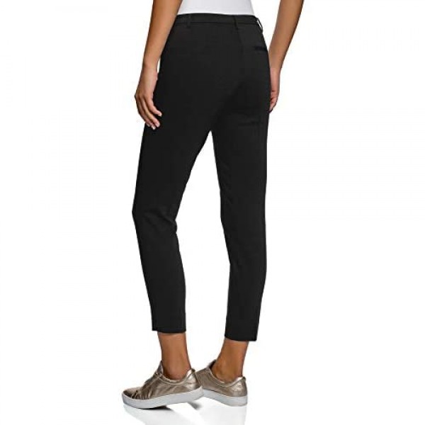 oodji Collection Women's Slim-Fit Trousers with Side Zipper