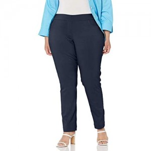 SLIM-SATION Women's Plus-Size Wide Band Pull-on Straight Leg Pant with Tummy Control