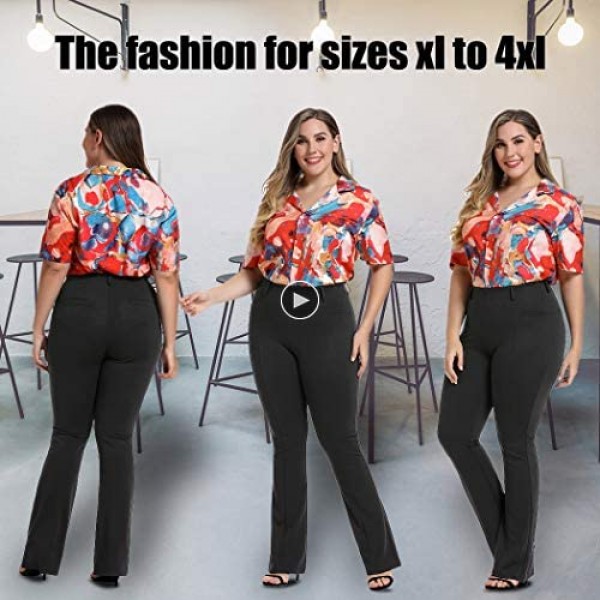 Wrinkle-Free Stretch Dress Pants Plus Size for Women Pull-on Pant Ease into Comfort Office Pant