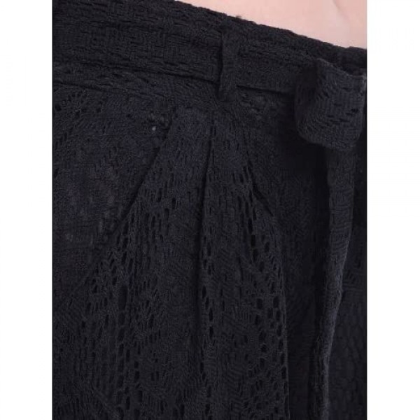 Anna-Kaci Women High Waist Loose Wide Leg Pants Boho Crochet Lace Palazzo Long Trouser