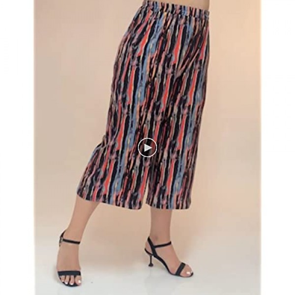 GlorySunshine Women's Elastic Waist Solid Palazzo Casual Wide Leg Pants with Pockets