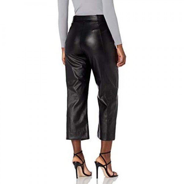 KENDALL + KYLIE Women's Vegan Leather Cropped Tie Waist Pant