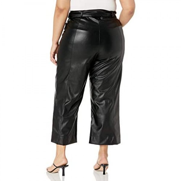 KENDALL + KYLIE Women's Vegan Leather Cropped Tie Waist Pant