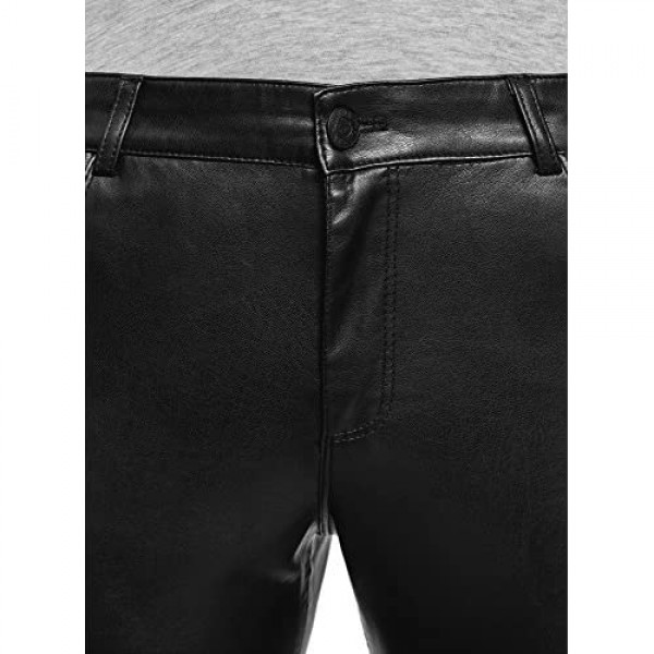 oodji Ultra Women's Slim-Fit Faux Leather Trousers