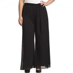 RED DOT BOUTIQUE 906 - Plus Size Elastic Waistband Wide Legged Palazzo Pocketed Pants