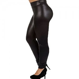 7th Element Plus Size Faux Leather Leggings Lightweight High Waisted for Womens Girls