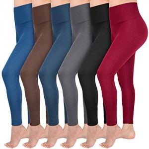 Abodhu 6 Pack Fleece Lined Leggings Women High Waist Soft Stretch Slimming Winter Warm Full Length Leggings Plus Size