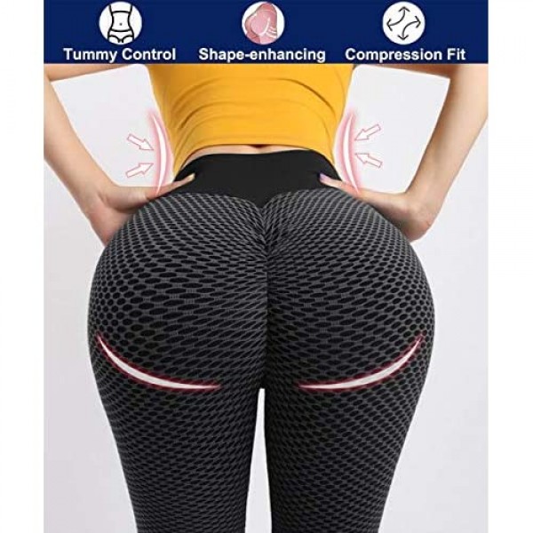 AIMILIA Butt Lifting Anti Cellulite Leggings for Women High Waisted Yoga Pants Workout Tummy Control Sport Tights