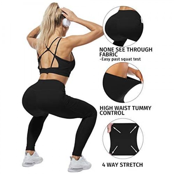ATHVOTAR Yoga Pants with Pockets for Women High Waisted Workout Leggings with Pockets
