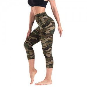 CAMPSNAIL Printed Capri Leggings for Women - High Waisted Tummy Control Capris Pants Yoga Workout Athletic Cycling Tights