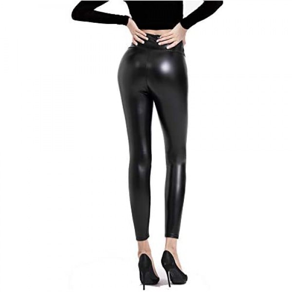 CLIV Faux Leather Leggings Womens Stretchy High Waisted Tights Pants