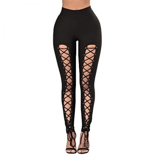 Dearlovers Womens Lace Up Front Workout Stretch Leggings