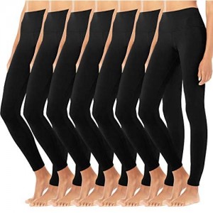 Diravo 7 Pack Womens High Waisted Leggings Soft Athletic Tummy Control Pants for Running Workout Pants